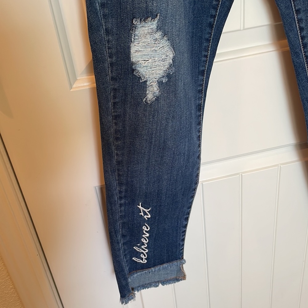 Lane Bryant Distressed High Low Ankle Skinny Jeans- NWT - Picture 6 of 11
